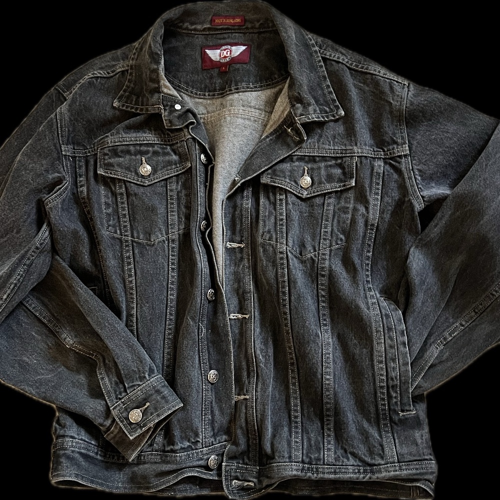 Oversized Large Black Grey Denim Gear Jean Jacket